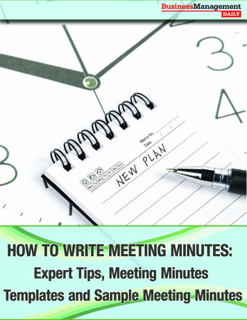 How To Write Meeting Minutes - Template