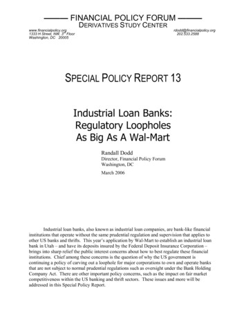 Industrial Loan Banks: Regulatory Loopholes As Big As A .