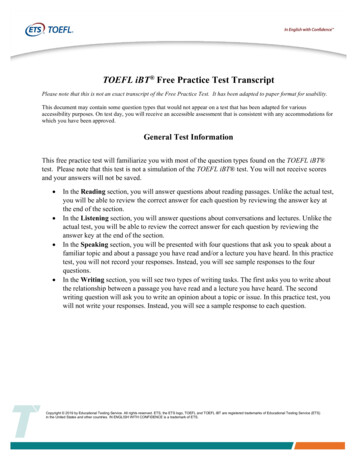 TOEFL IBT Free Practice Test Transcript