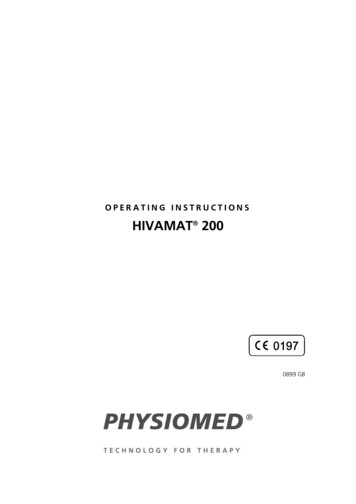 OPERATING INSTRUCTIONS HIVAMAT 200 - Physiomed