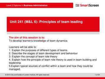 Unit 241 (M&L 6): Principles Of Team Leading .