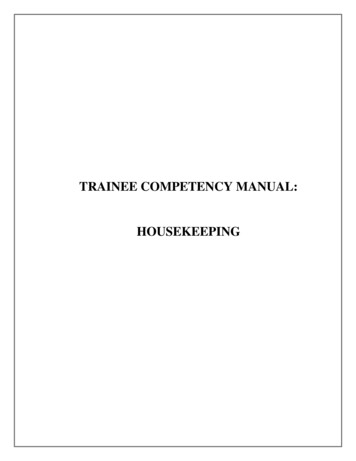 TRAINEE COMPETENCY MANUAL: HOUSEKEEPING