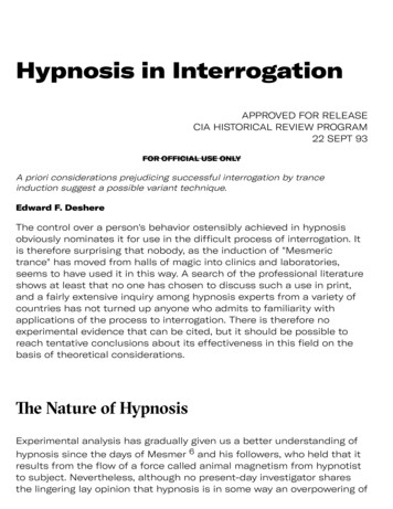 Hypnosis In Interrogation - CIA