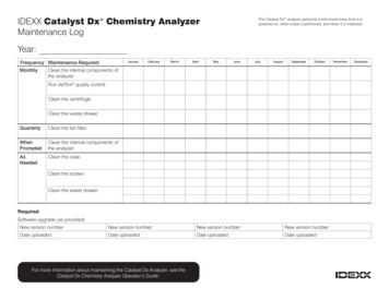 IDEXX Catalyst Dx Chemistry Analyzer Maintenance Log Year: