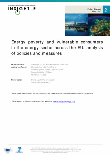 Energy Poverty And Vulnerable Consumers In The Energy .
