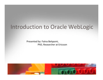 Introduction To Oracle WebLogic - Concordia University