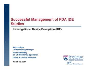 Successful Management Of FDA IDE Studies