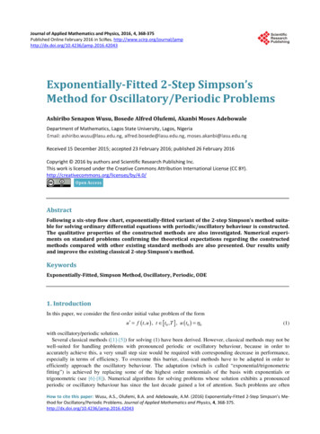 Exponentially-Fitted 2-Step Simpson’s Method For .
