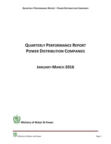 QUARTERLY PERFORMANCE REPORT POWER DISTRIBUTION 