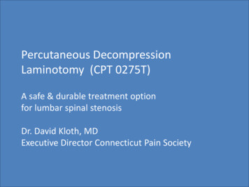 Percutaneous Decompression Laminotomy (CPT 0275T)