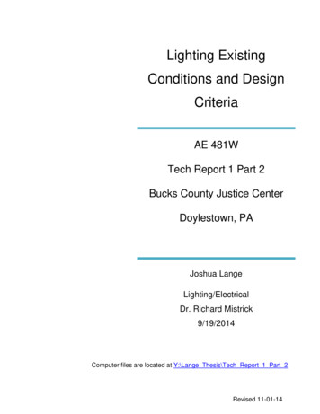 Lighting Existing Conditions And Design Criteria