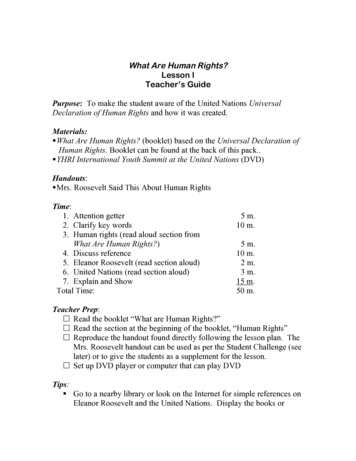 What Are Human Rights? Lesson I Teacher’s Guide
