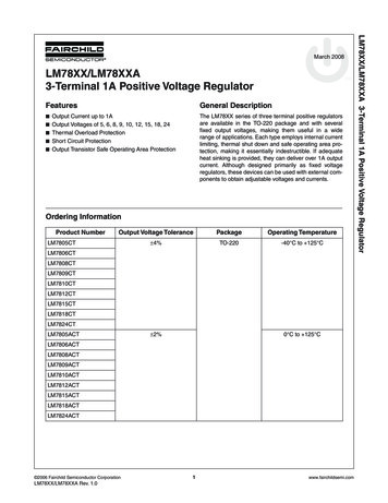 March 8 LM78XX/LM78XXA 3-Terminal 1A Positive Voltage .