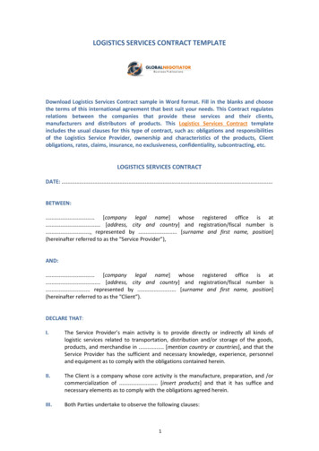 Logistics Services Contract Template Sample