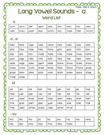 Long Vowel Sounds Word Lists - Make Take & Teach