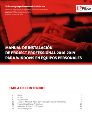 MANUAL DE INSTALACIÓN DE PROJECT PROFESSIONAL 2016 