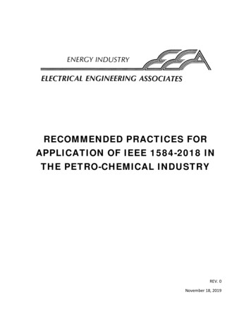 RECOMMENDED PRACTICES FOR APPLICATION OF IEEE 1584 