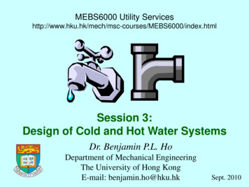 Session 3: Design Of Cold And Hot Water Systems