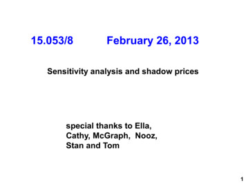 Sensitivity Analysis And Shadow Prices