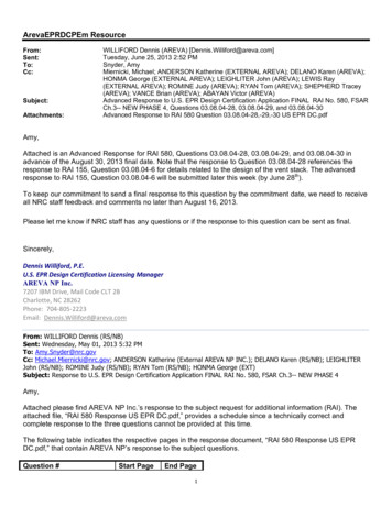 2013/06/25 Areva EPR DC - Advanced Response To U.S. EPR .