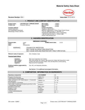 Material Safety Data Sheet - Fastener Group
