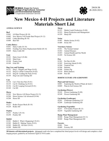 New Mexico 4-H Projects And Literature Materials Short .