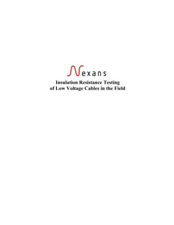 Insulation Resistance Testing Of Low Voltage Cables In The .