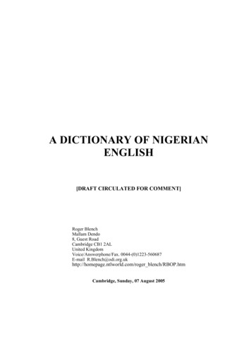 A DICTIONARY OF NIGERIAN ENGLISH - Roger Blench