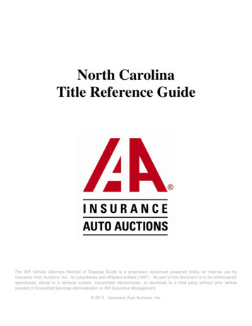 North Carolina Title Reference Guide - IAA