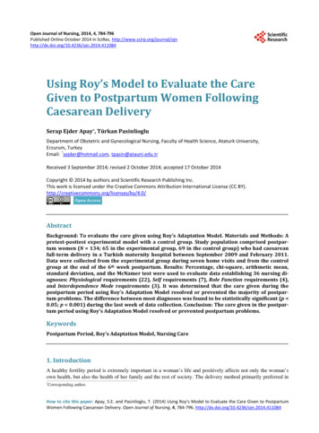 Using Roy’s Model To Evaluate The Care Given To Postpartum .