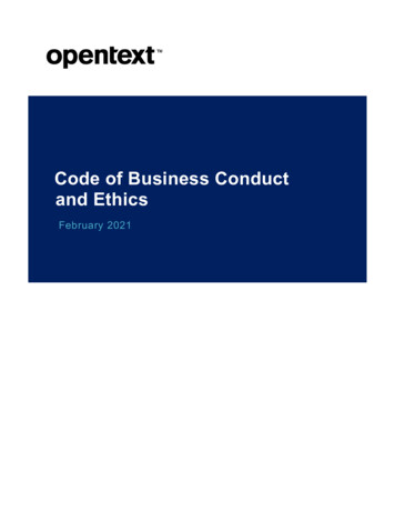 Code Of Business Conduct And Ethics 11 Feb. 2021 (external .