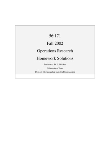 56:171 Fall 2002 Operations Research Homework Solutions