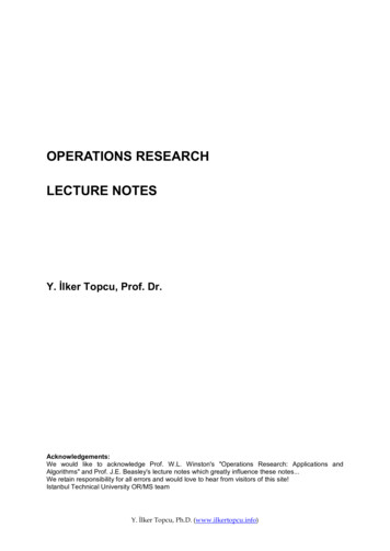 OPERATIONS RESEARCH LECTURE NOTES