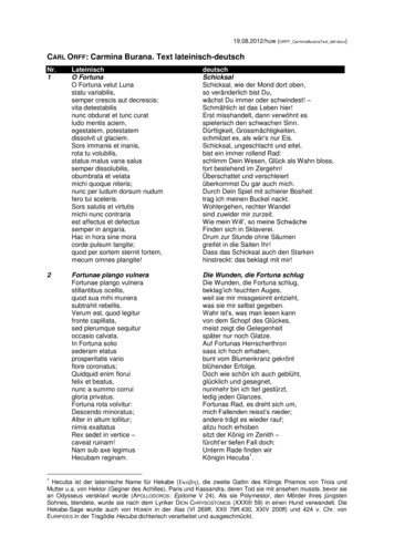 CARL ORFF: Carmina Burana. Text Lateinisch-deutsch