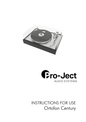 INSTRUCTIONS FOR USE Ortofon Century - Pro-Ject Audio