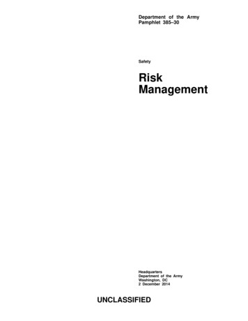 Safety Risk Management - United States Army