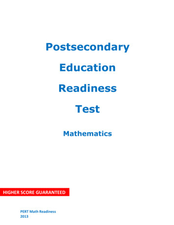 Postsecondary Education Readiness Test - Weebly