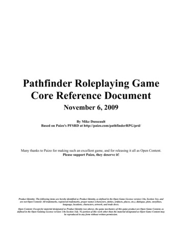 Pathfinder Roleplaying Game Core Reference Document