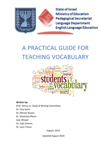A PRACTICAL GUIDE FOR TEACHING VOCABULARY