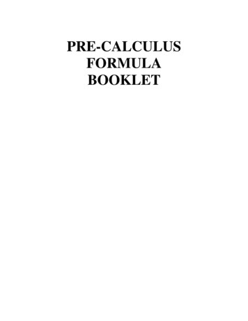 PRE-CALCULUS FORMULA BOOKLET - Weebly