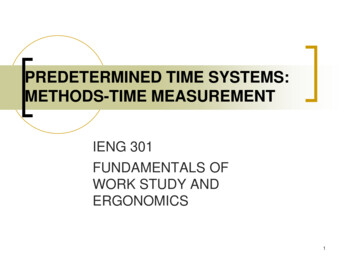 PREDETERMINED TIME SYSTEMS: METHODS-TIME MEASUREMENT