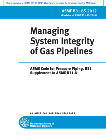 Managing System Integrity Of Gas Pipelines