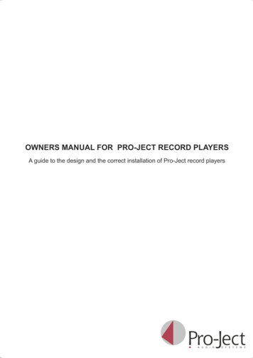 OWNERS MANUAL FOR PRO-JECT RECORD PLAYERS