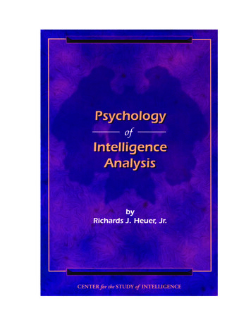 Psychology Of Intelligence Analysis - CIA