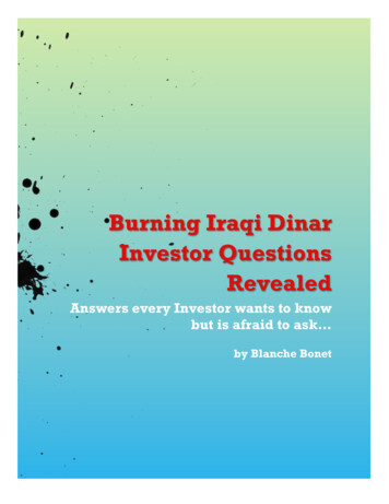 Burning Iraqi Dinar Investor Questions Revealed