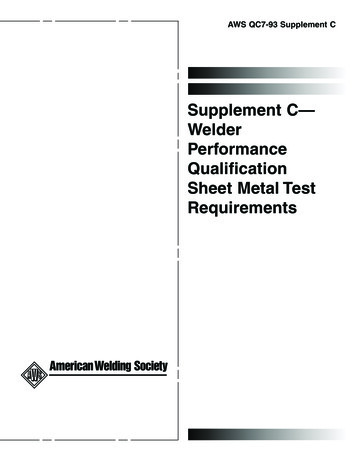 Supplement C— Welder Performance Qualification Sheet .