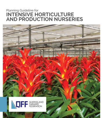 Planning Guideline For INTENSIVE HORTICULTURE AND .