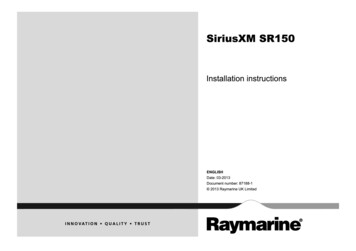 Raymarine SR150 SiriusXM Receiver Installation Instructions