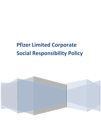 Pfizer Limited Corporate Social Responsibility Policy