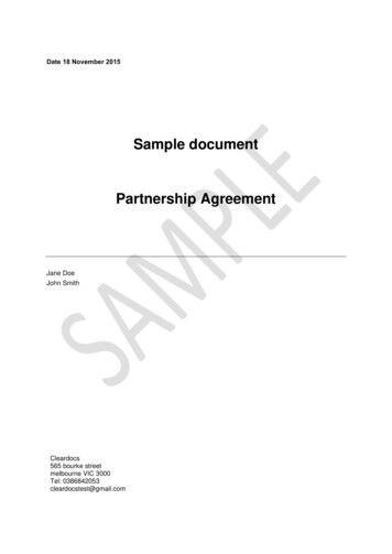 Sample Document Partnership Agreement - Cleardocs